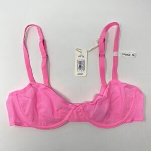NEW Aerie Smoothez Hot Pink Mesh Unlined Wired Preppy Balconette Bra 32B